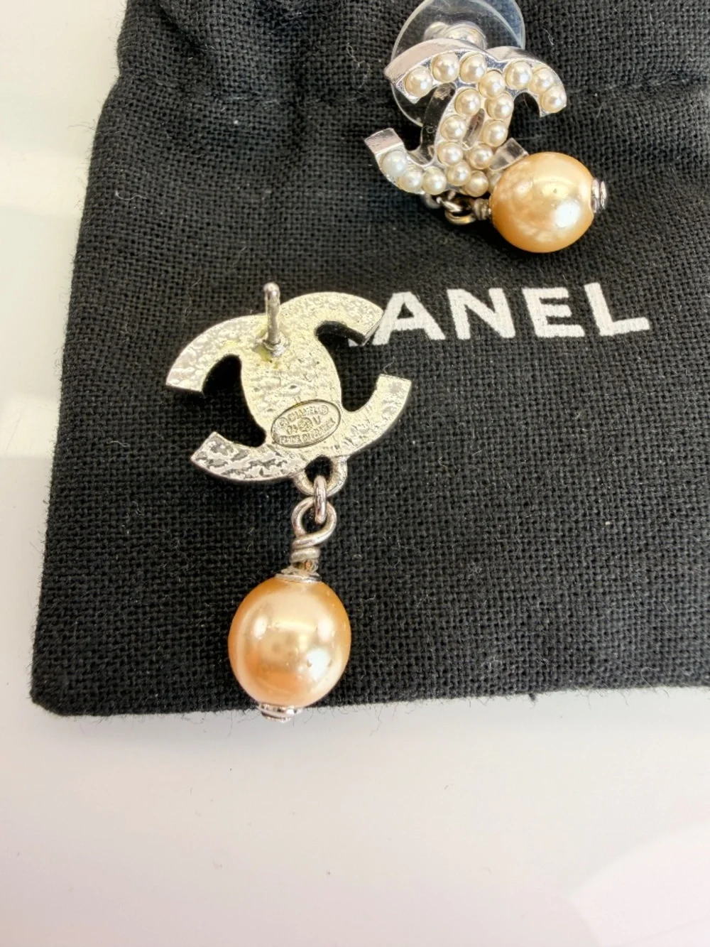 Chanel Pearl CC Drop Earrings